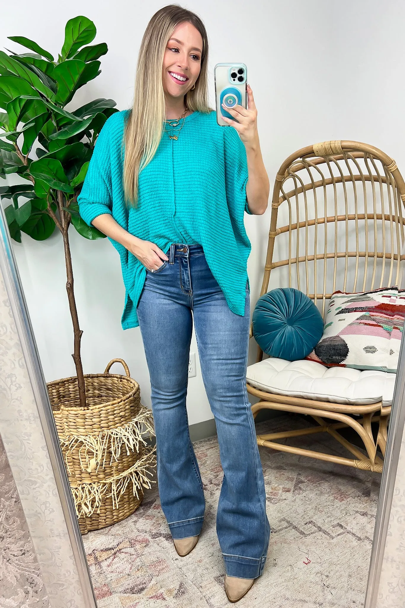 Kaylum Batwing Waffle Knit Top - BACK IN STOCK