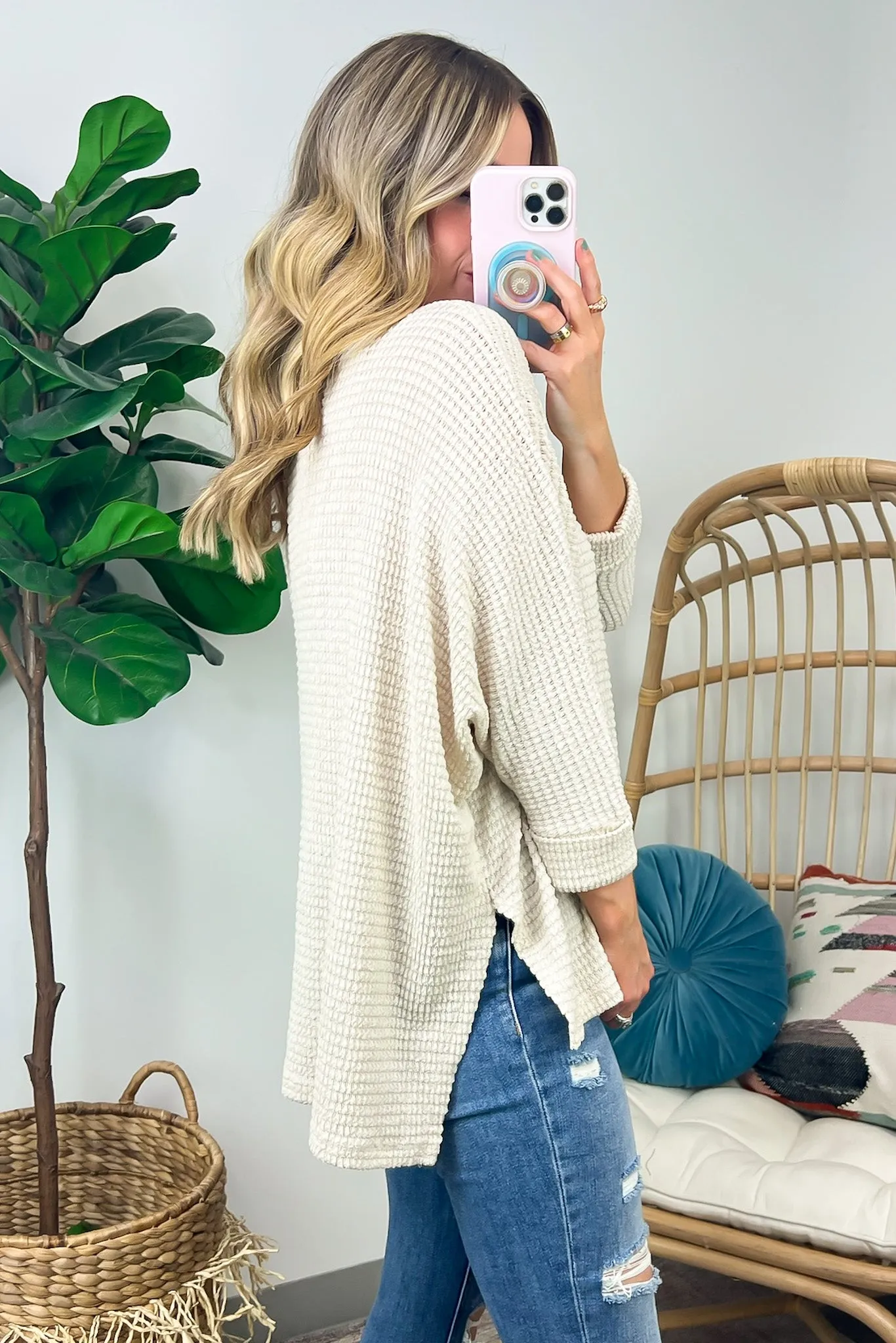 Kaylum Batwing Waffle Knit Top - BACK IN STOCK