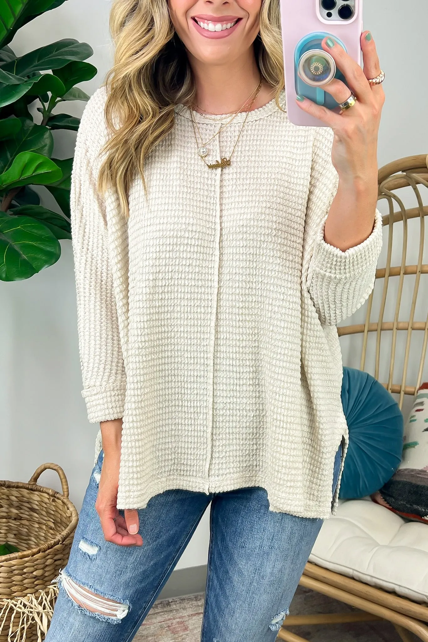 Kaylum Batwing Waffle Knit Top - BACK IN STOCK