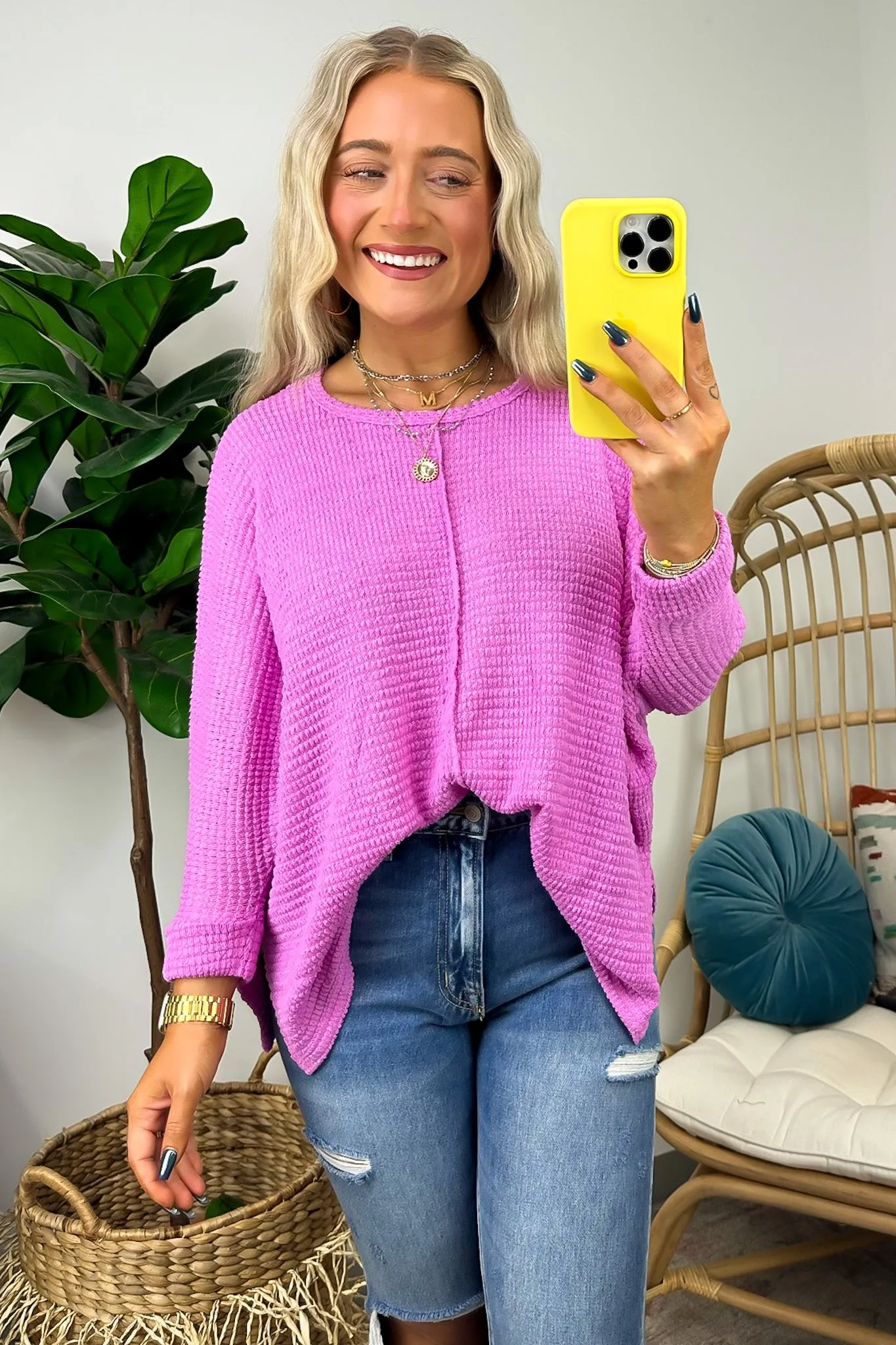 Kaylum Batwing Waffle Knit Top - BACK IN STOCK
