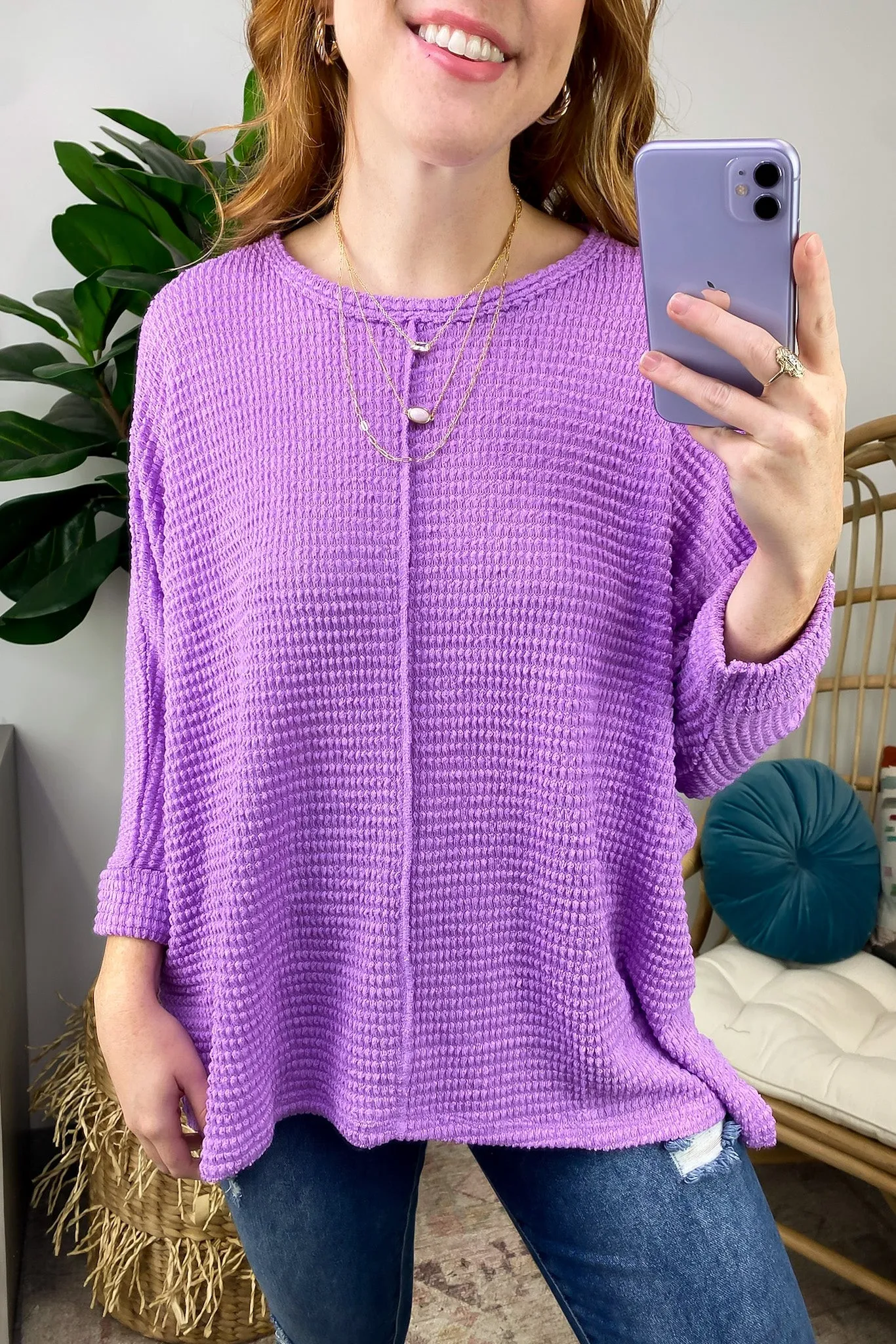 Kaylum Batwing Waffle Knit Top - BACK IN STOCK