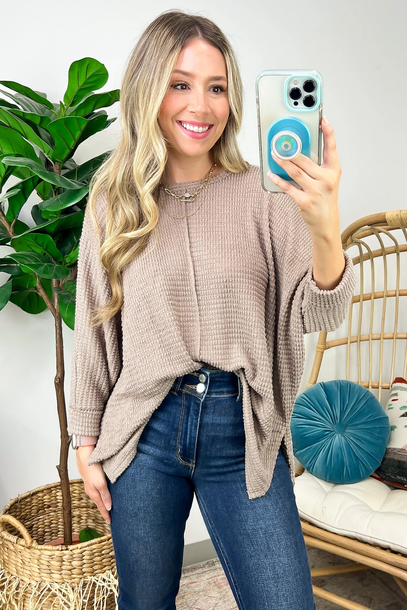 Kaylum Batwing Waffle Knit Top - BACK IN STOCK