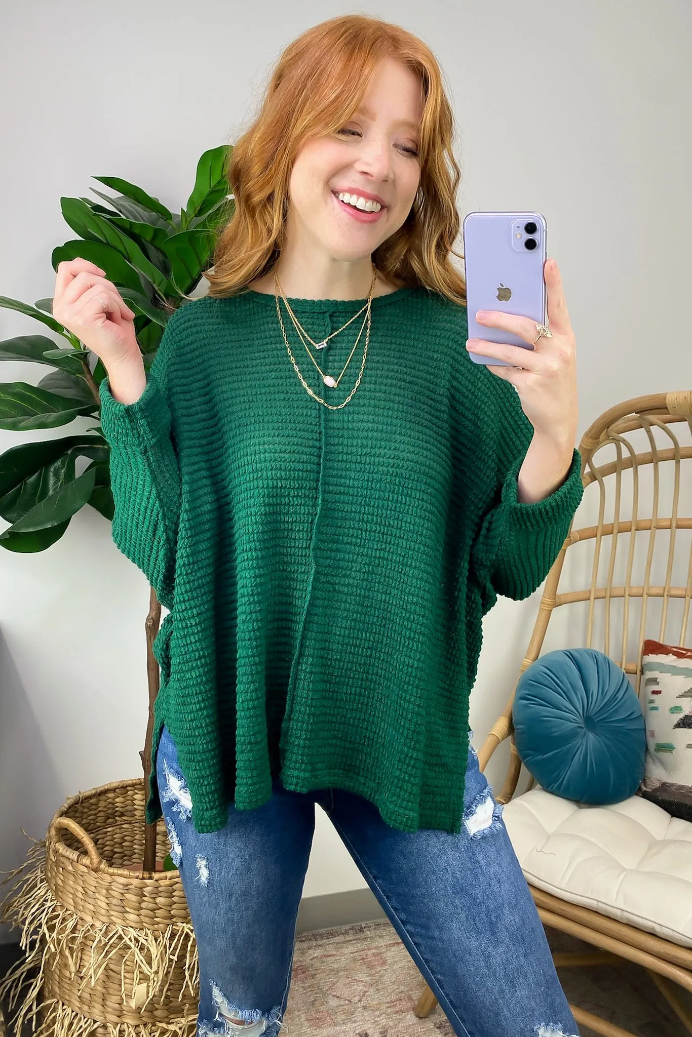 Kaylum Batwing Waffle Knit Top - BACK IN STOCK