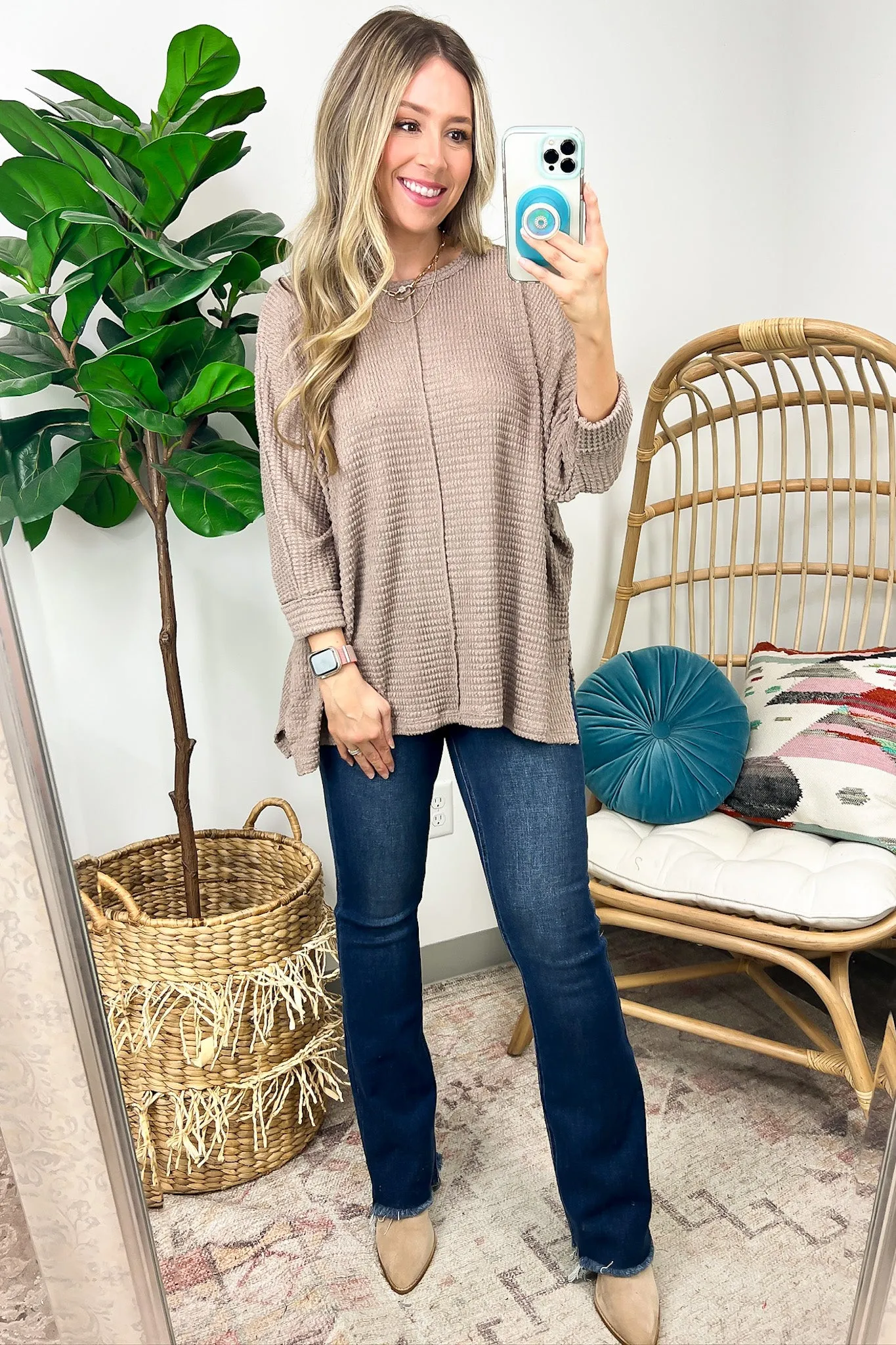 Kaylum Batwing Waffle Knit Top - BACK IN STOCK