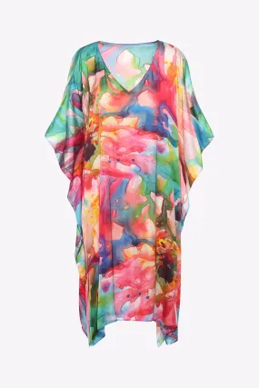 KikiSol Artisan Papaya Water Color Modal Kaftan