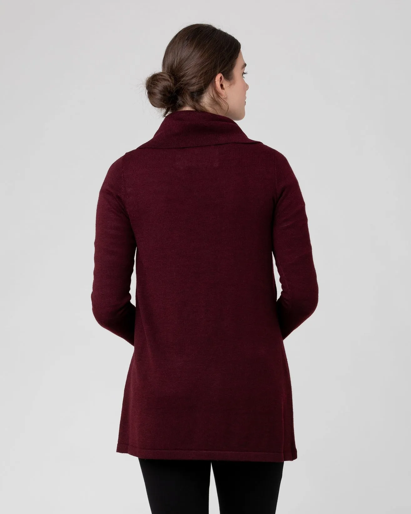 Knit Cowl Neck Nursing Top - Burgundy