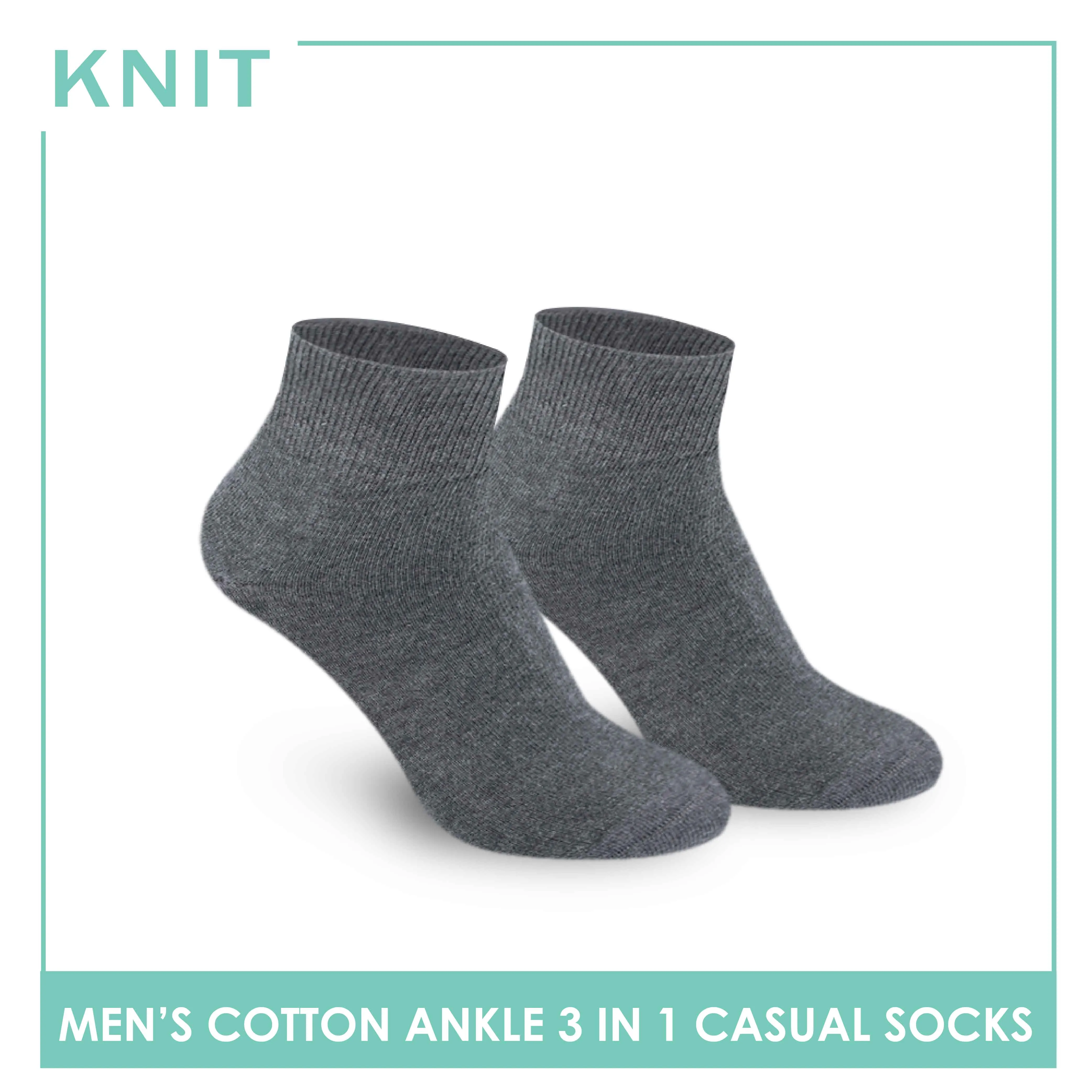 Knit Men's Cotton Lite Thin Casual Ankle Socks 3 pairs in a pack KMCKG2