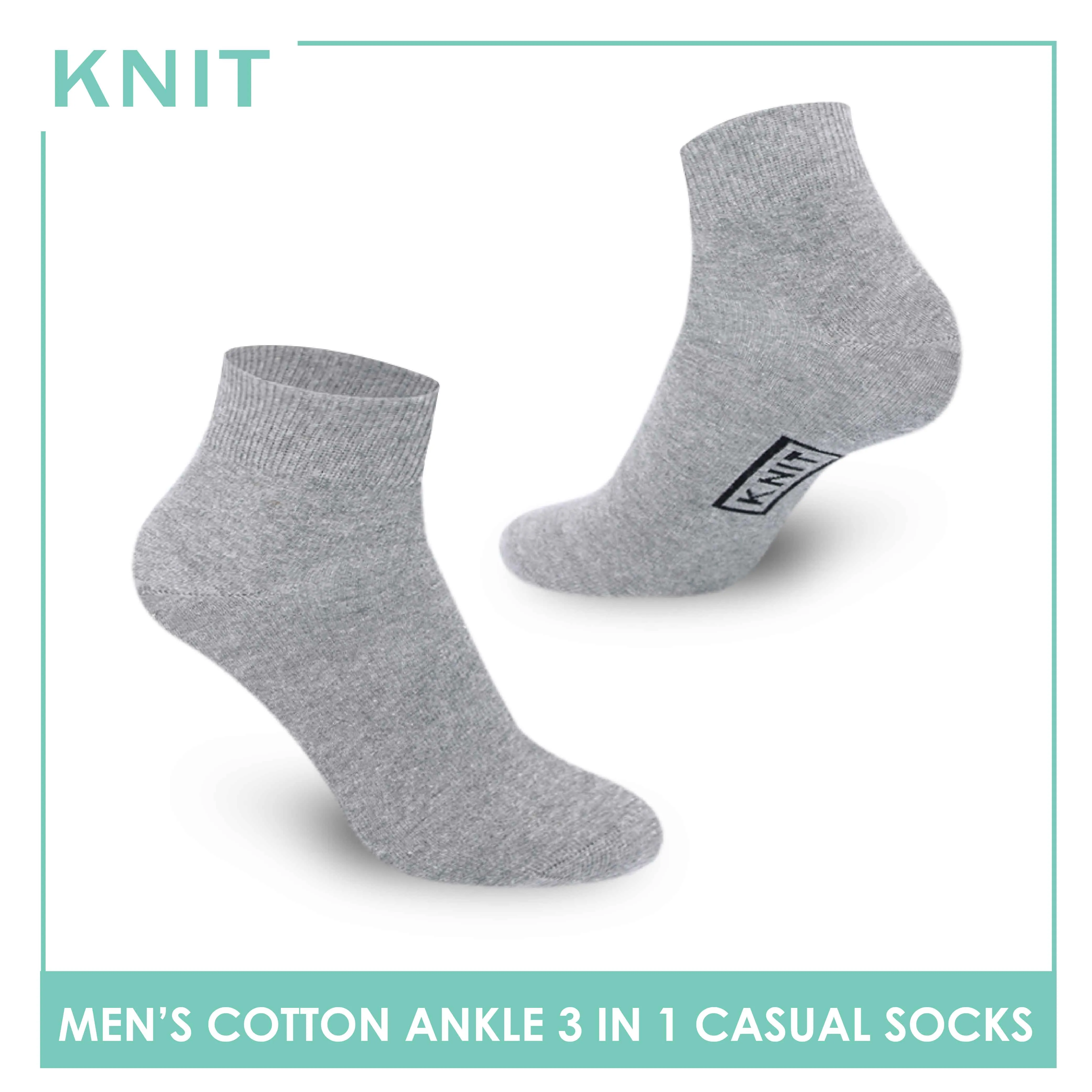 Knit Men's Cotton Lite Thin Casual Ankle Socks 3 pairs in a pack KMCKG2