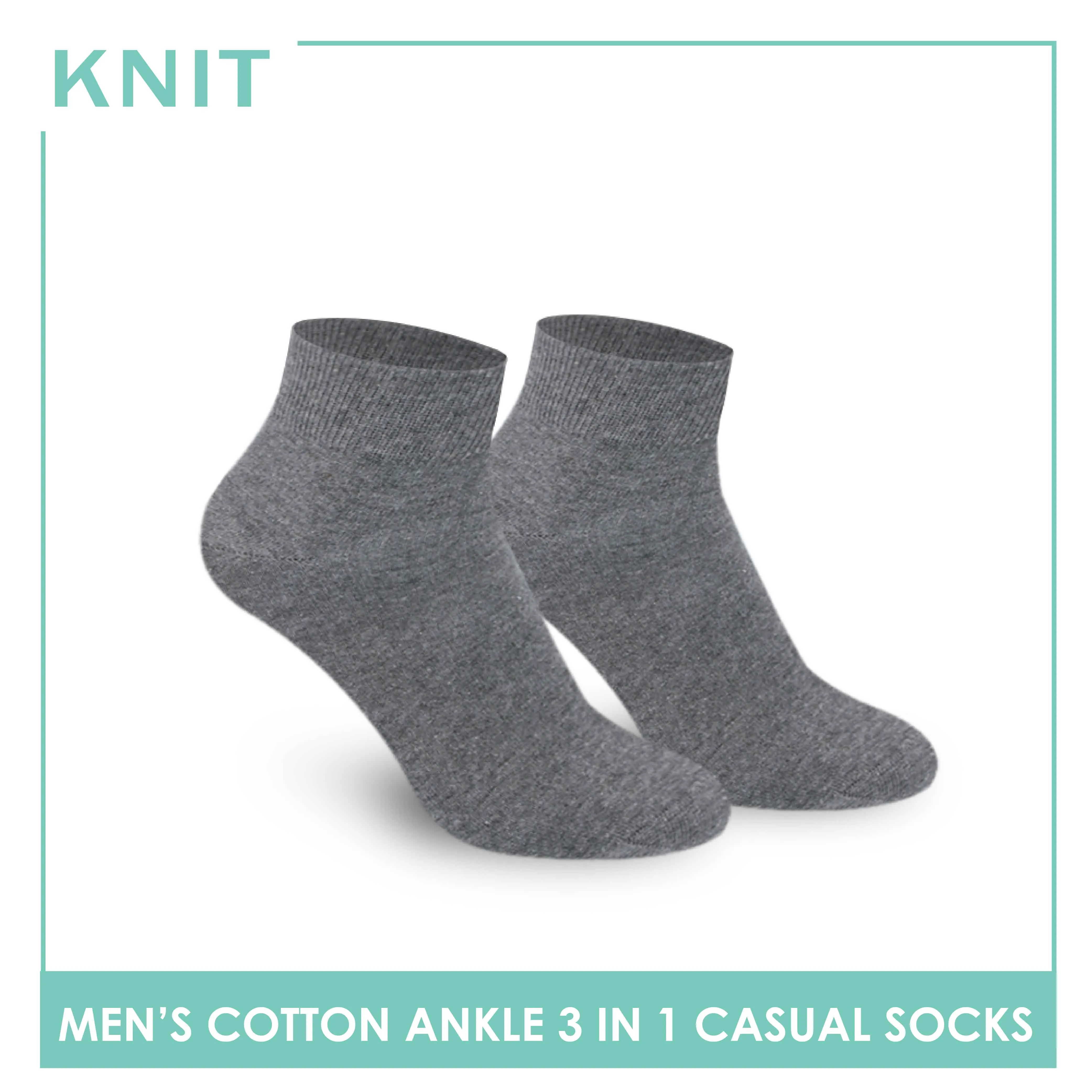 Knit Men's Cotton Lite Thin Casual Ankle Socks 3 pairs in a pack KMCKG2