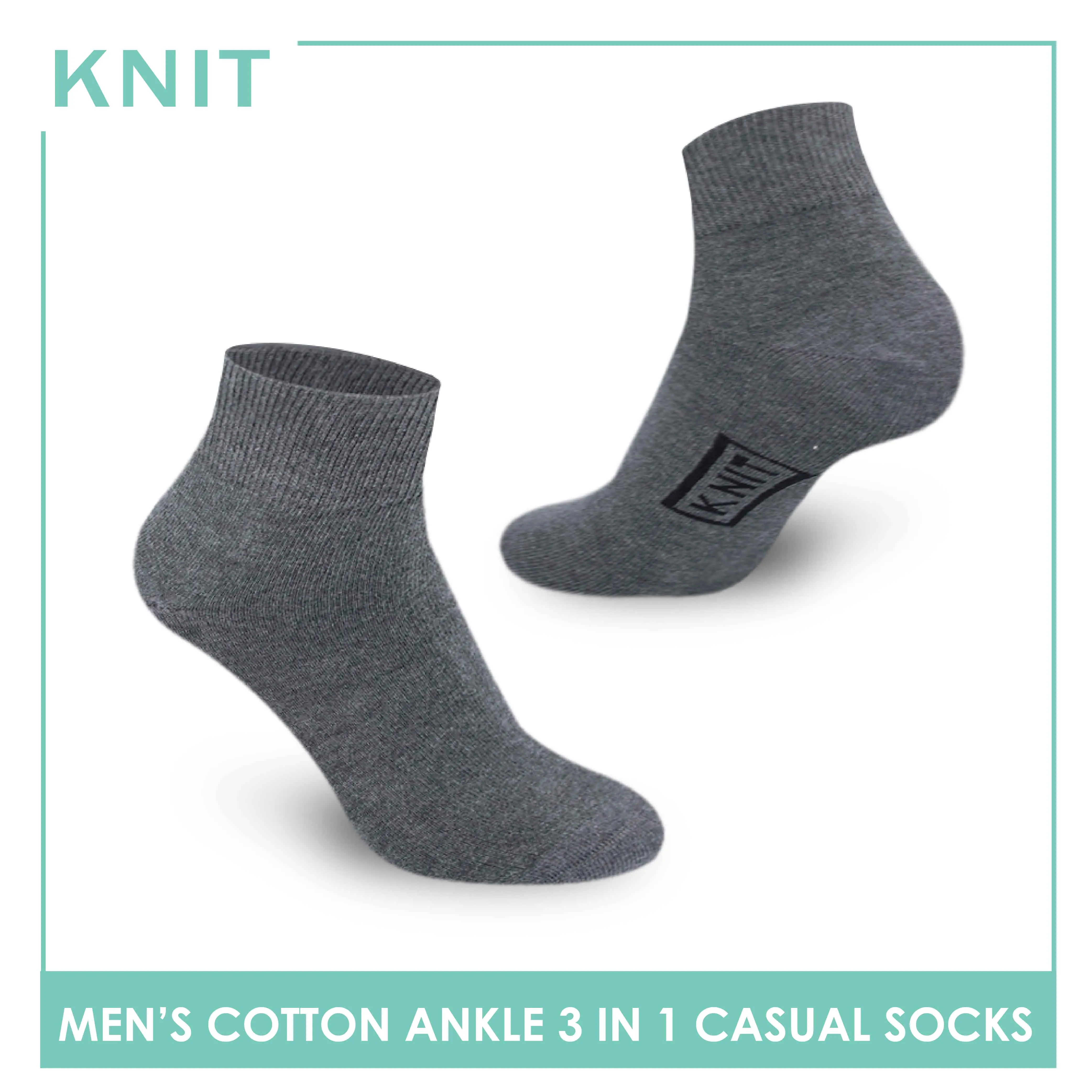 Knit Men's Cotton Lite Thin Casual Ankle Socks 3 pairs in a pack KMCKG2