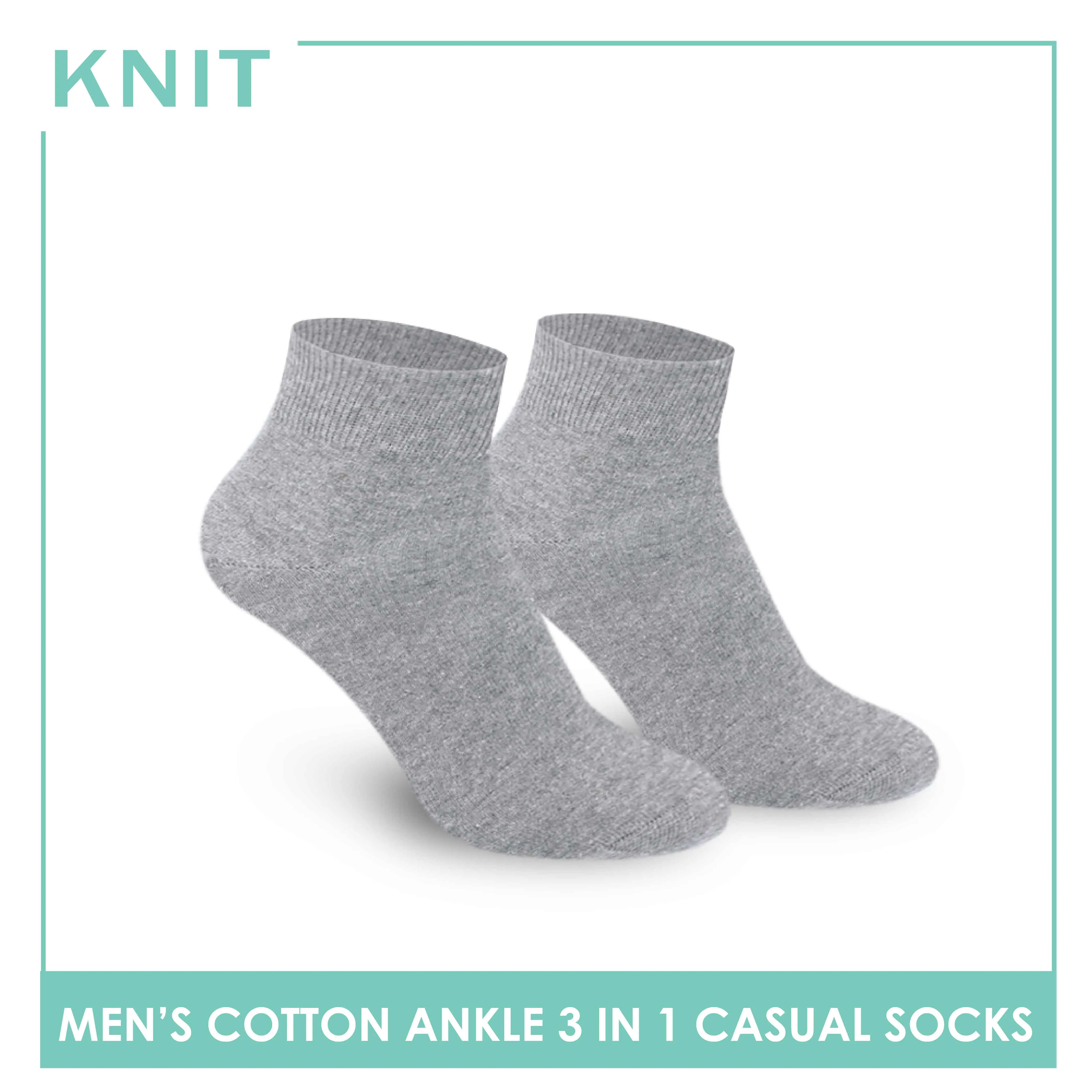 Knit Men's Cotton Lite Thin Casual Ankle Socks 3 pairs in a pack KMCKG2