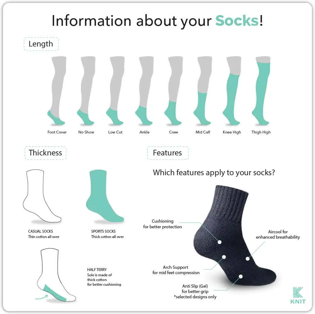 Knit Men's Cotton Lite Thin Casual Ankle Socks 3 pairs in a pack KMCKG2