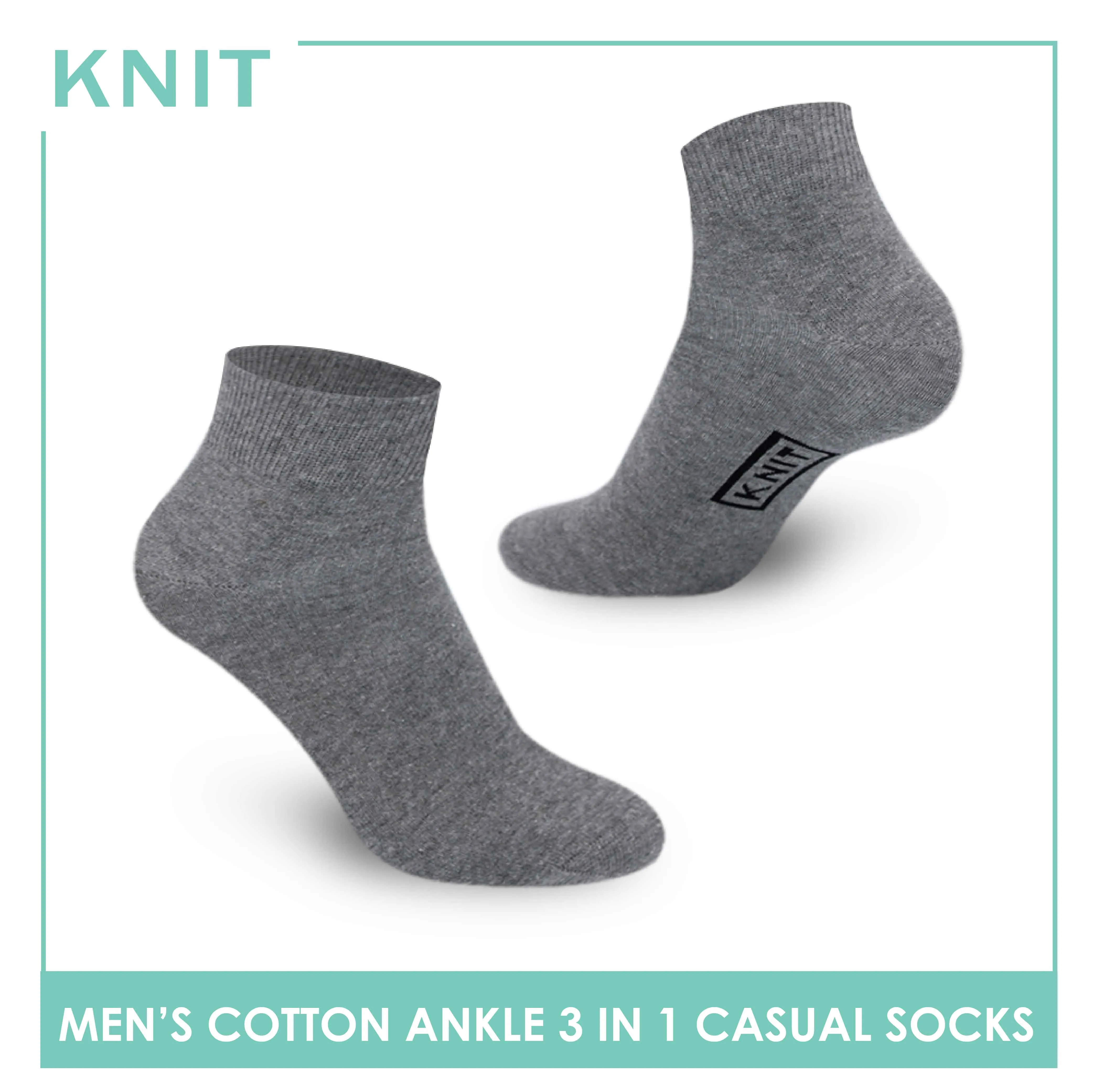 Knit Men's Cotton Lite Thin Casual Ankle Socks 3 pairs in a pack KMCKG2