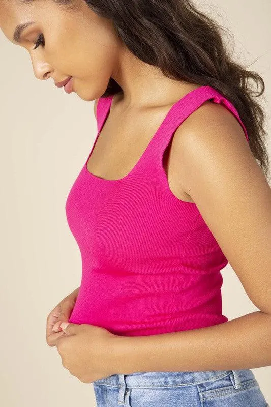 knit wide band crop tank