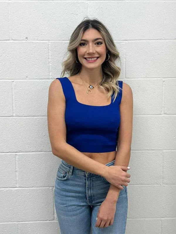 knit wide band crop tank