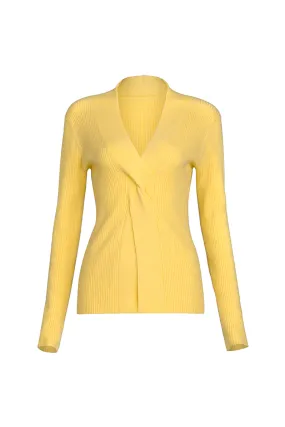 Knotted knit top | Primrose yellow knitted top | Street knit top