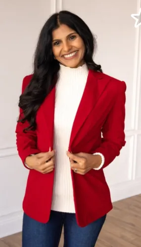 Ladies Red Velvet Blazer