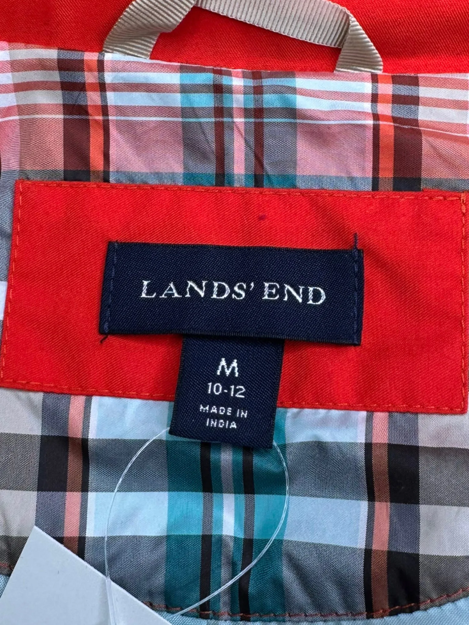 LANDS' END Orange Trench Coat Size M