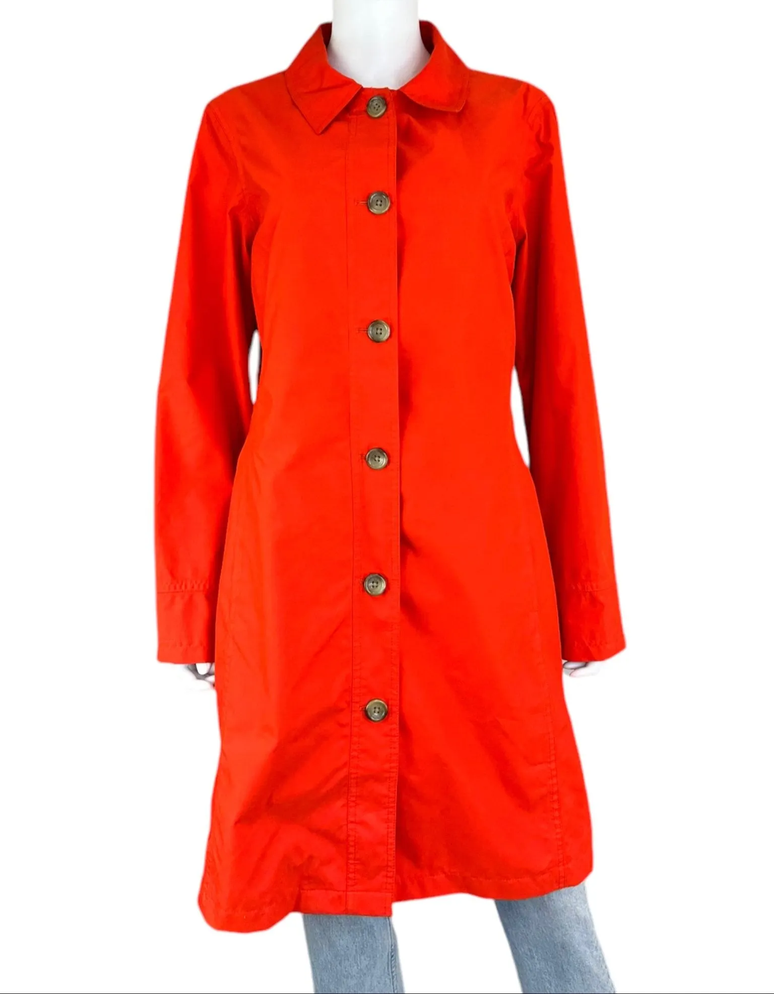 LANDS' END Orange Trench Coat Size M