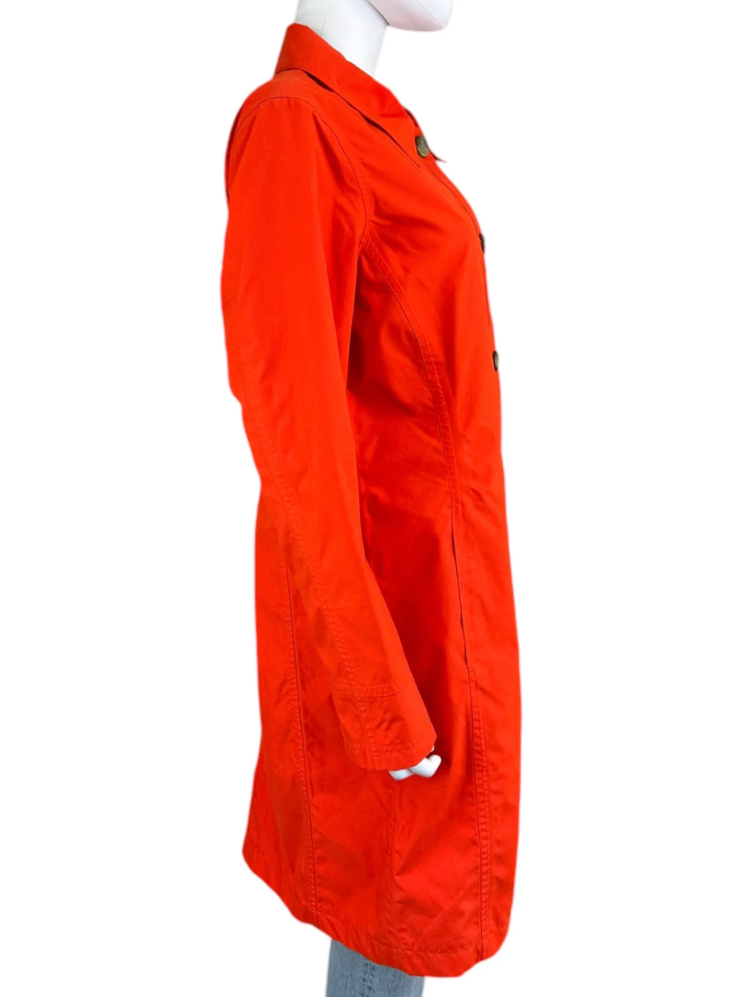 LANDS' END Orange Trench Coat Size M