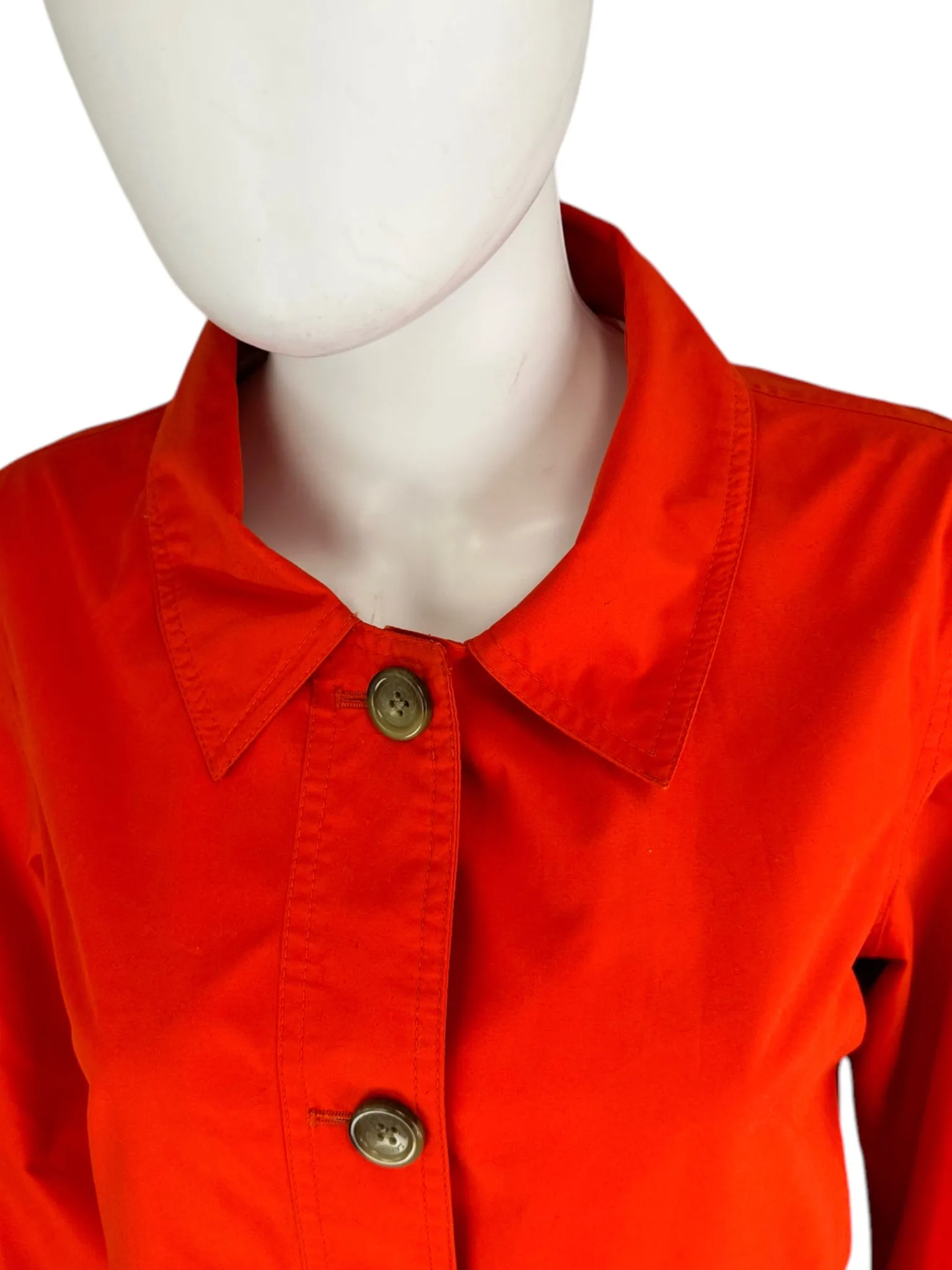 LANDS' END Orange Trench Coat Size M