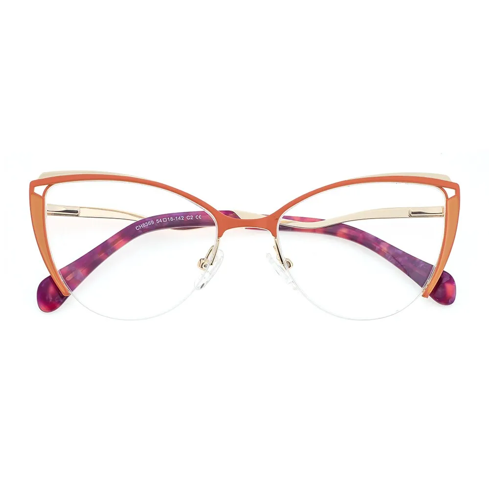 Laoyehui Women's Eyeglasses Cat Eye Alloy Reading Glasses 8369-1