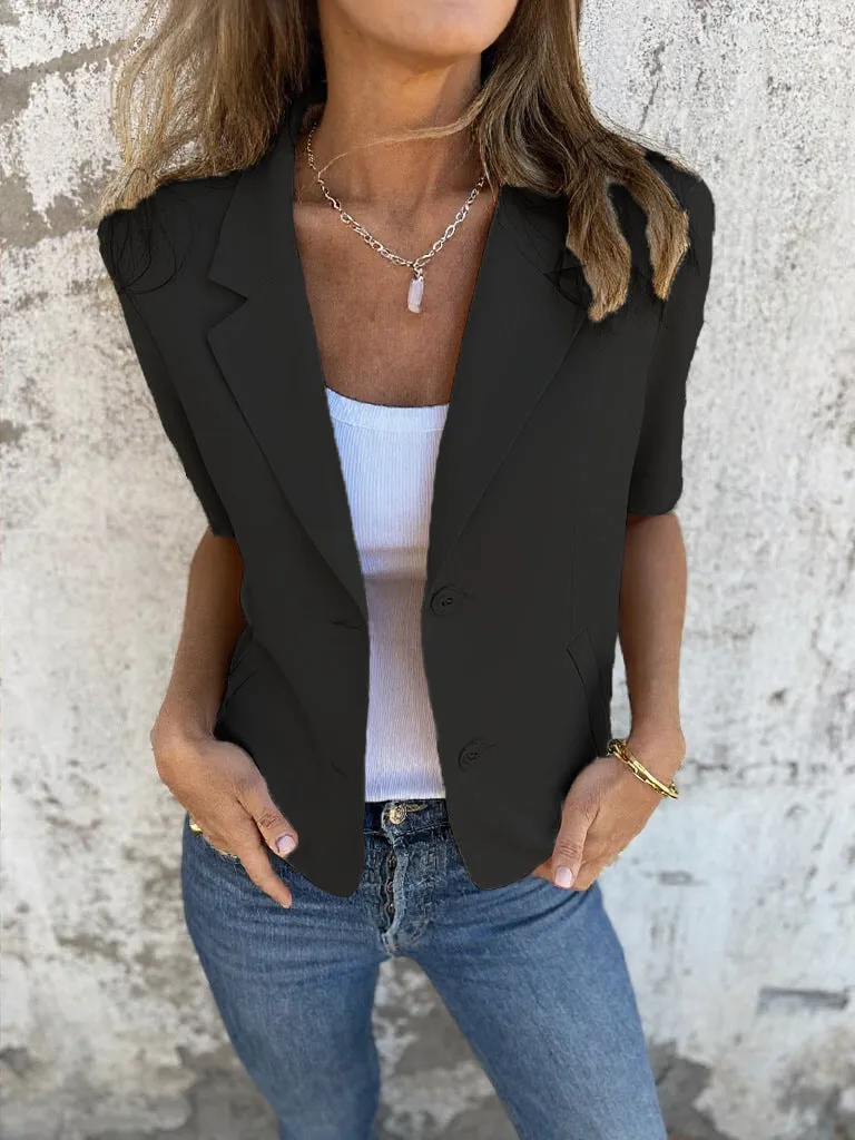 Lapel Collar Half Sleeve Blazer