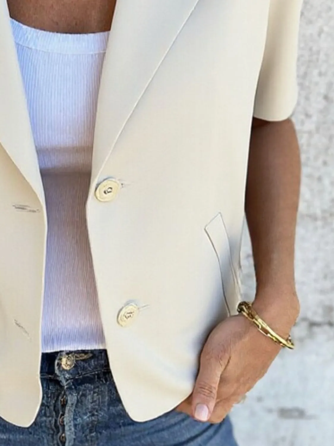 Lapel Collar Half Sleeve Blazer