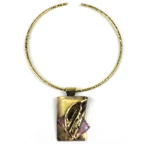 Layered Leaf Copper and Brass Pendant Necklace Brass Images