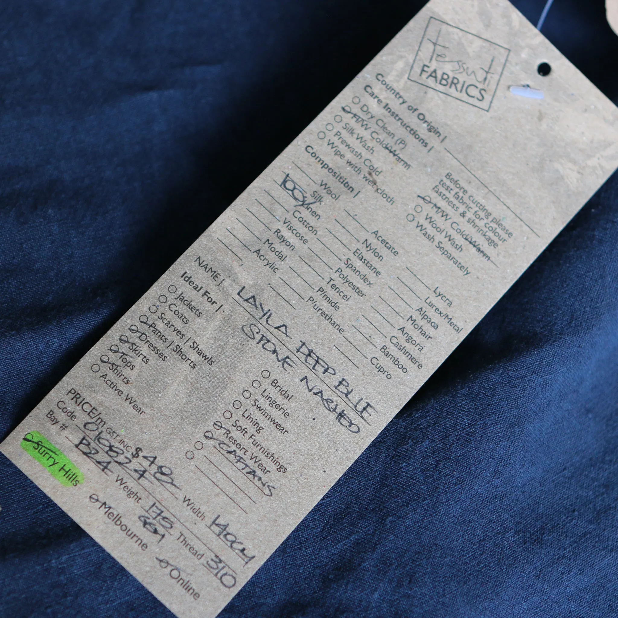 Layla Deep Blue Stone Washed Linen