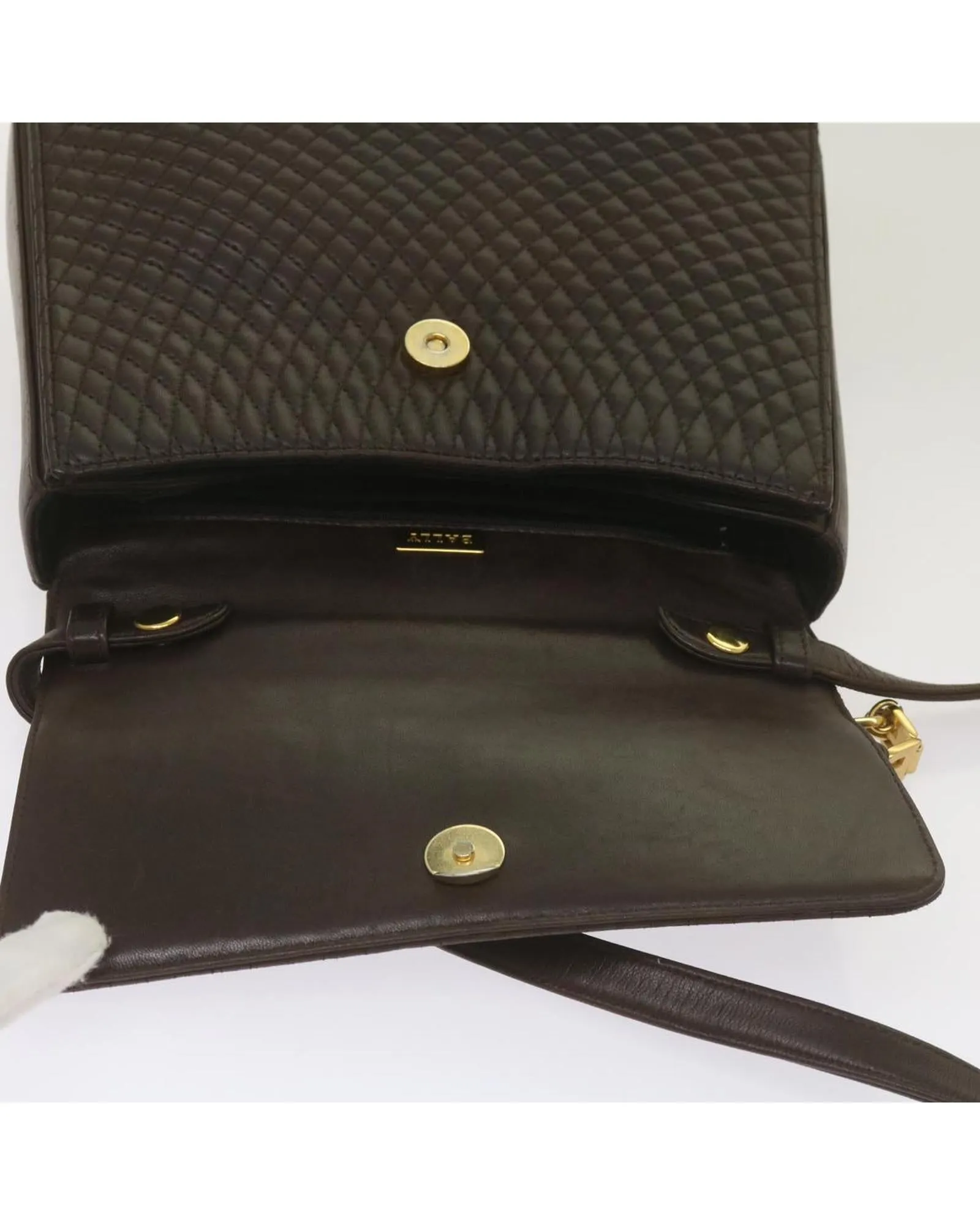 Leather 2-Way Hand Bag in Dark Brown by BALLY