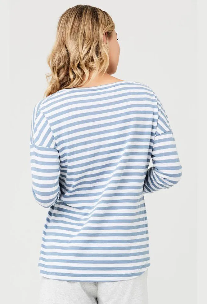 Lionel Long Sleeve Maternity Nursing Top Blue Ripe