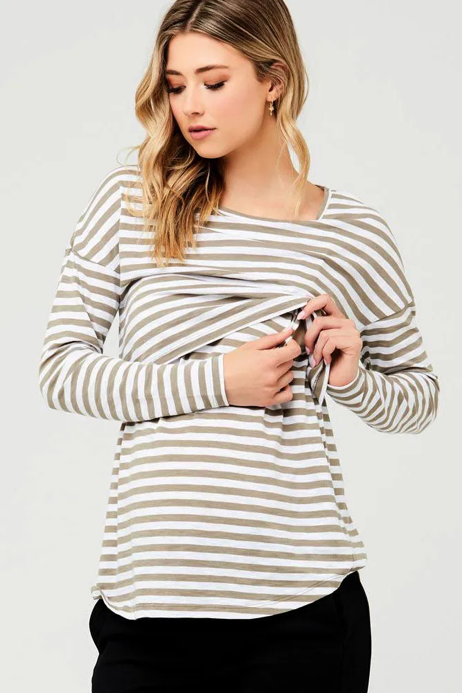 Lionel Long Sleeve Maternity Nursing Top Olive Ripe