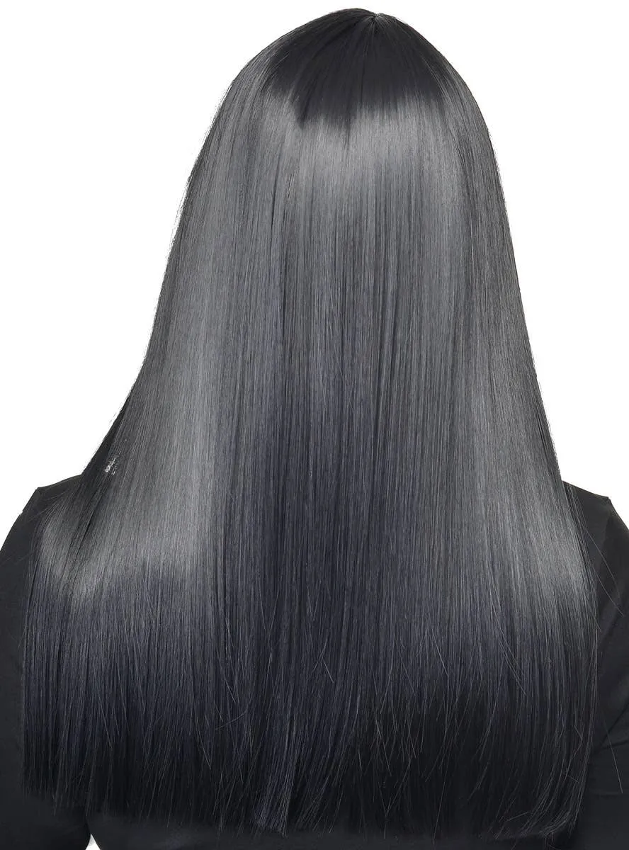 Long Black Heat Resistant Womens Fashion Wig with Fringe