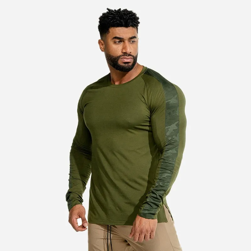 Long Sleeve Shirt Men Gym Fitness T-shirt Male Running Sport Bodybuilding Skinny Tee Tops Muscle Workout Clothing