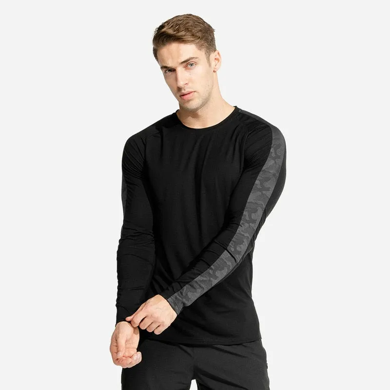 Long Sleeve Shirt Men Gym Fitness T-shirt Male Running Sport Bodybuilding Skinny Tee Tops Muscle Workout Clothing