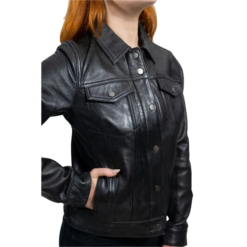 Madison Womens Fashion Leather Jacket Black