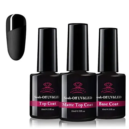 Makartt Matte Top Coat and Base Coat Clear Gel Nail Polish High Gloss Top Gel 3 in 1 Gel Coat Set No Wipe Gel Top Coat Gel Base Coat Matte Shine Finish Gel Top Long Lasting Soak Off Nail Gel 10ml 3pcs