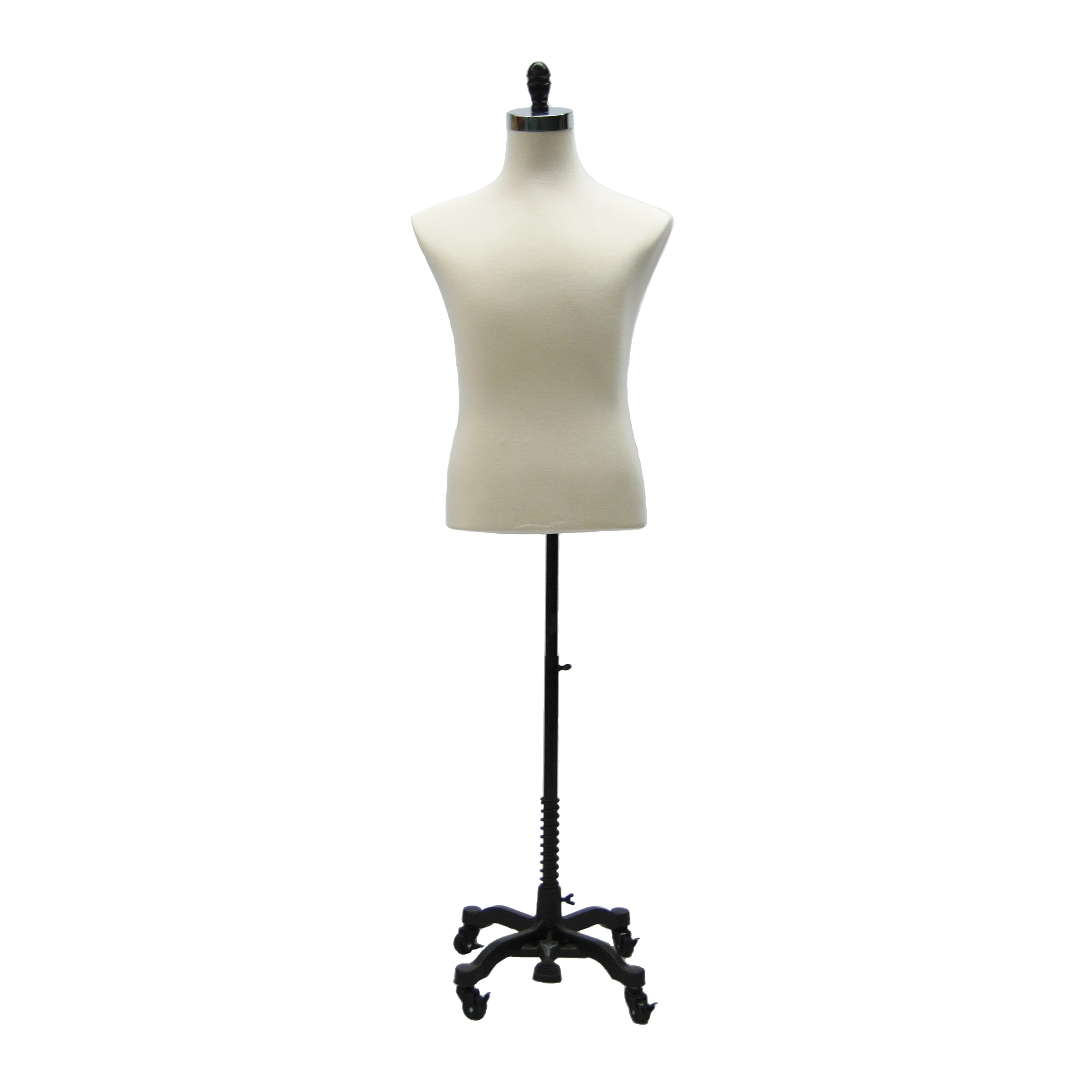 Male Display Dress Form on Black Rolling Base