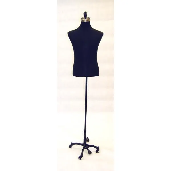Male Display Dress Form on Black Rolling Base