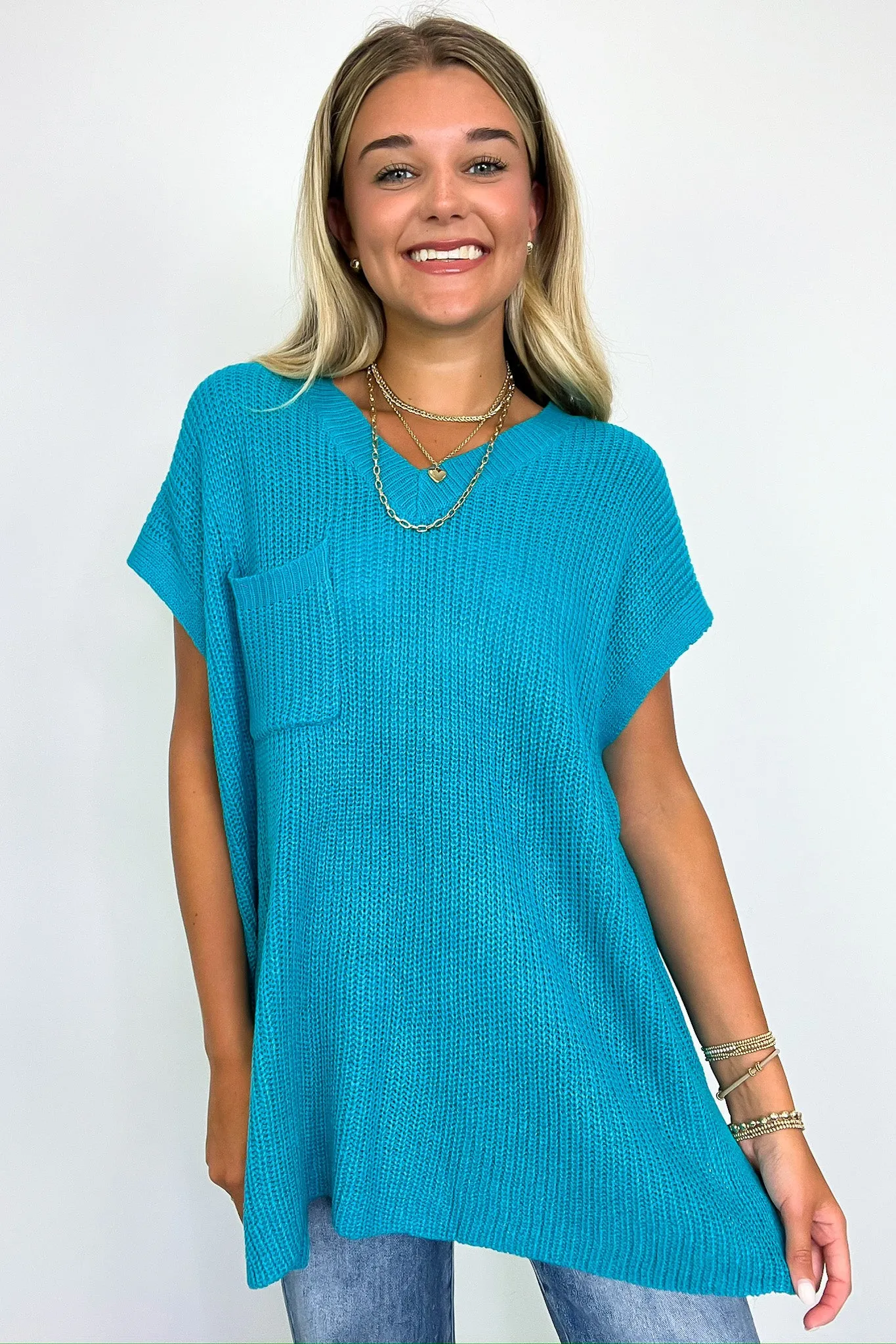 Marieka V-Neck Knit Pocket Top - FINAL SALE