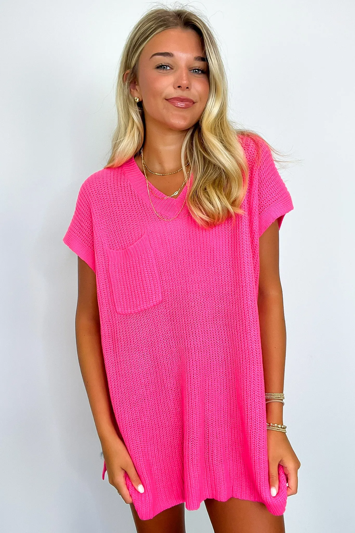 Marieka V-Neck Knit Pocket Top - FINAL SALE