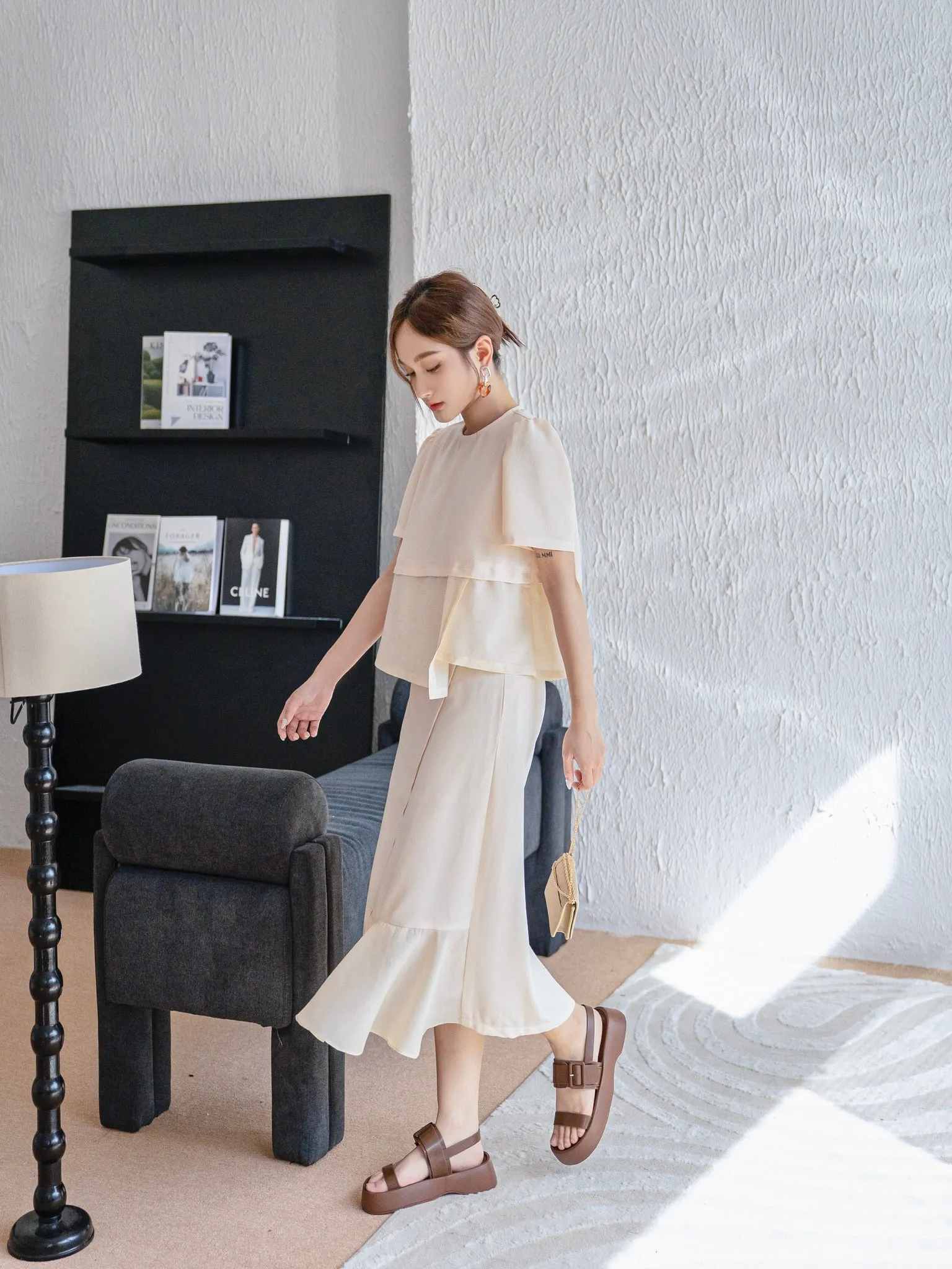 Maris Cream Midi Dress - Gu Fashion | Vietnam Fashion