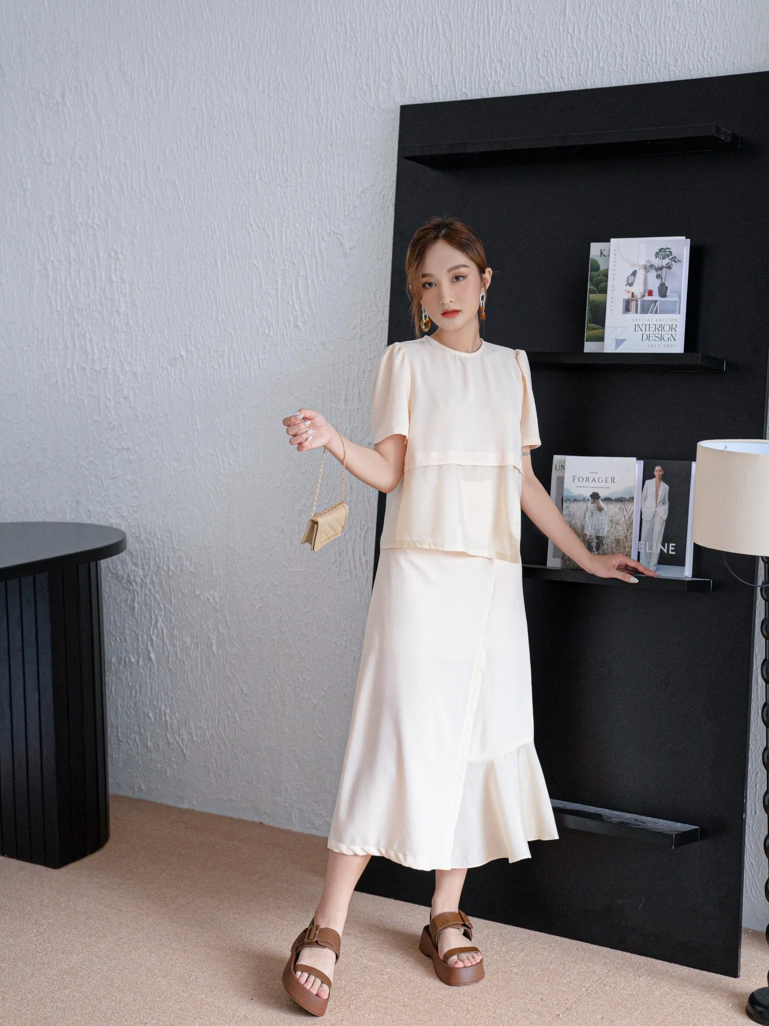 Maris Cream Midi Dress - Gu Fashion | Vietnam Fashion