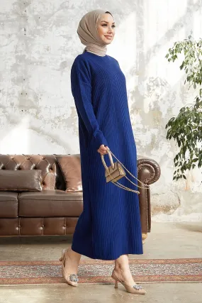 MDS Women Arissa Fisherman Collar Long Knit Dress - Dark Navy - Bakhmut