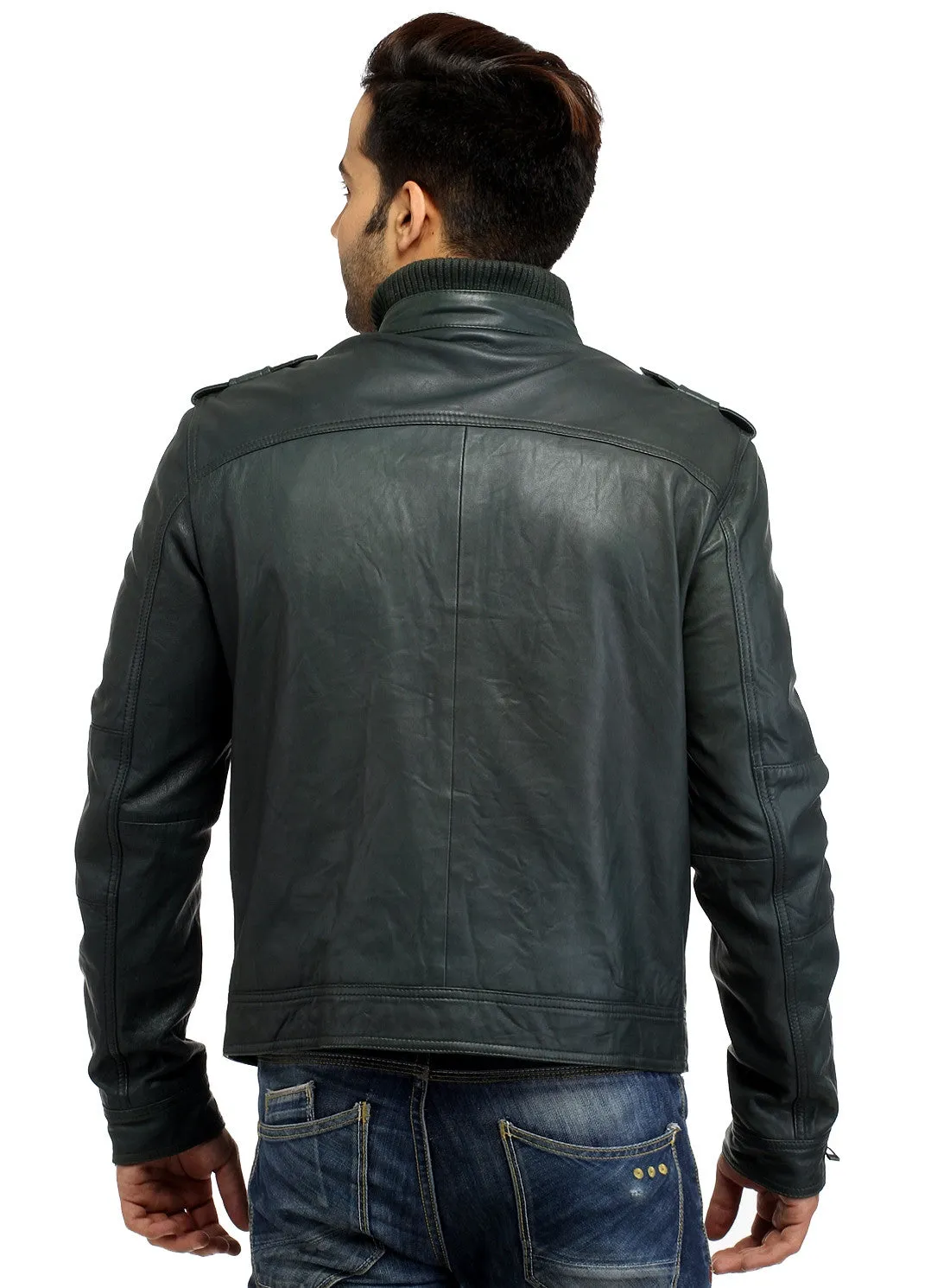 Men's Best Seller Short Leather Motorcycle Biker Jacket