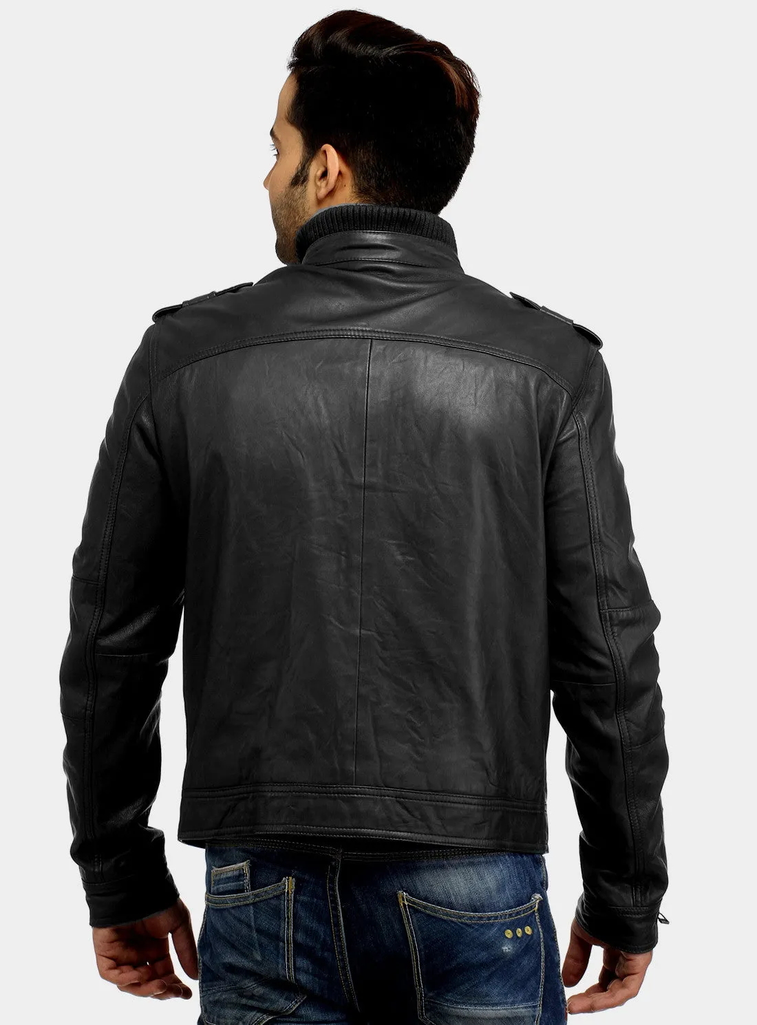 Men's Best Seller Short Leather Motorcycle Biker Jacket