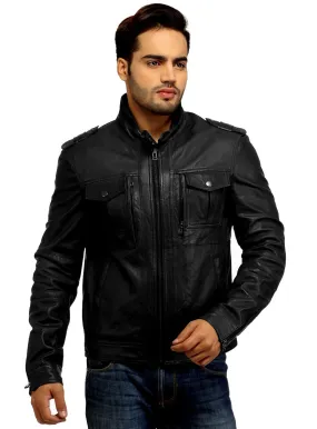 Men's Best Seller Short Leather Motorcycle Biker Jacket
