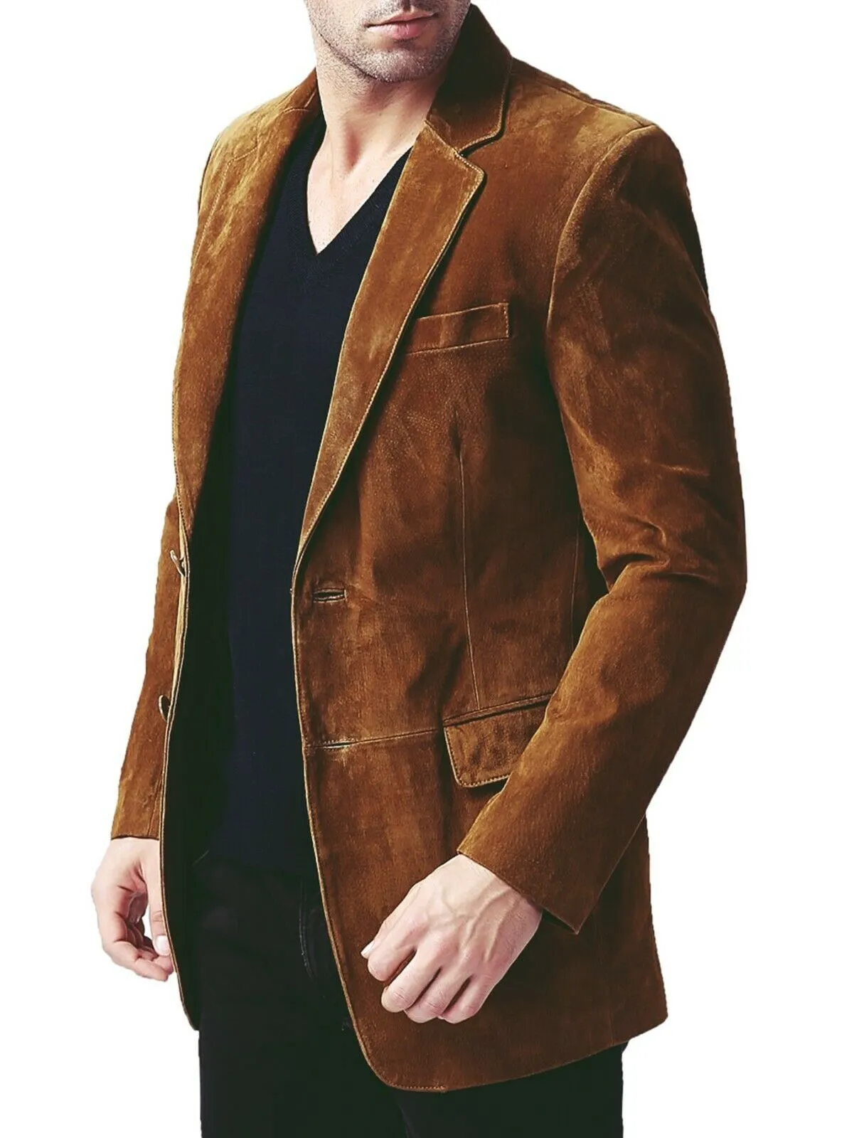 Men's Brown Suede Blazer Jacket