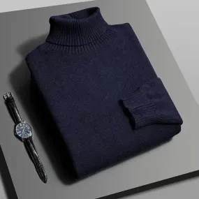 Mens Knitted High Quality Turtleneck Sweater Slim Fit Long Sleeve